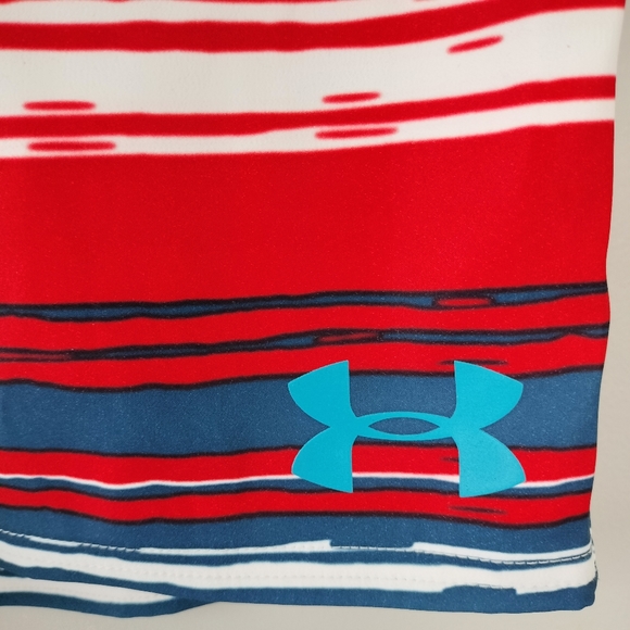 NWOT Under Armour Rd/Wht/Blu Drawstring Waist Hybrid Board Shorts Sz. 38 - Picture 5 of 6